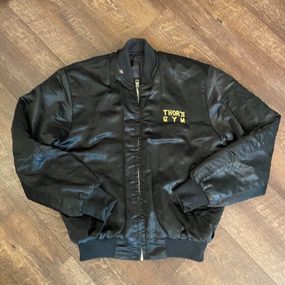 Vintage Puffed Bomber Jacket 'Thor's Gym' - Size Small - Picture 1 of 8